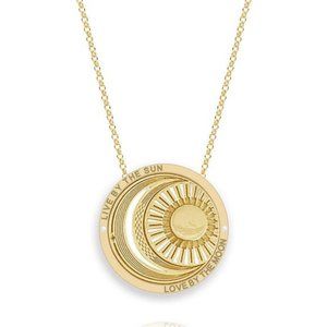 Minimalist Sun Moon Star Tarot Round Pendant Necklace Ins Cool 18K Gold Plated